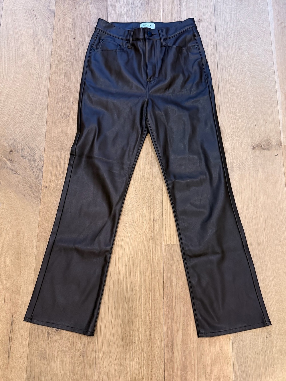 Pistola Brown Faux Leather Straight Leg Pants – Size 25